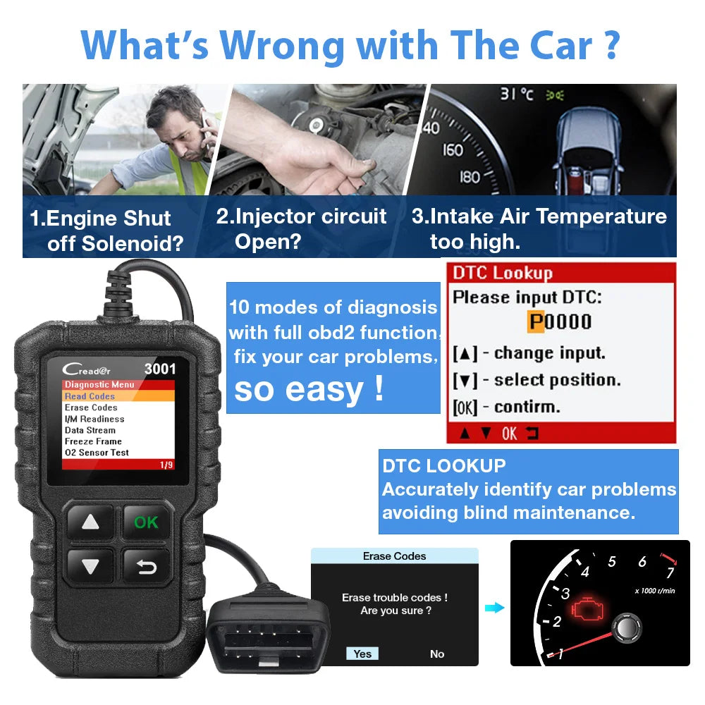 LAUNCH X431 CR3001 Professional OBD2 Scanner for Comprehensive Vehicle Diagnostics and Code Reading