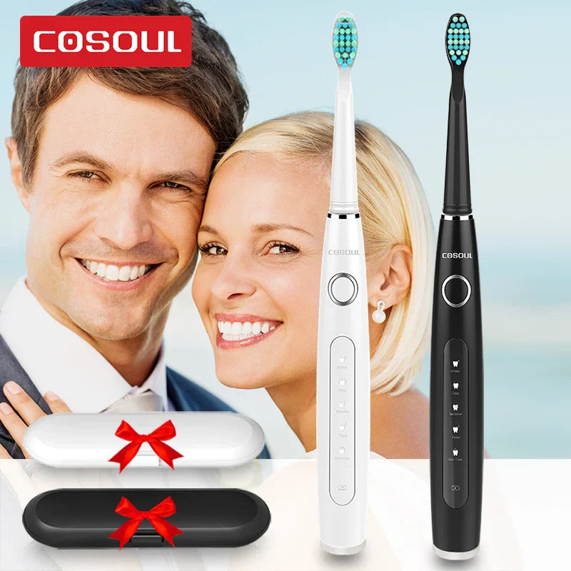 COSOUL Sonic Electric Toothbrush Professional 5 Modes Rechargeable Waterproof Toothbrush Box as Gift