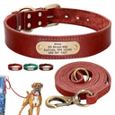 Personalized Leather Dog Collar Set with Free Engraving  ourlum.com   