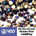 Crystal Gold Mix Size Flatback Rhinestones for DIY Nail Art  ourlum.com Ocean Srar Mix Size(1440Pcs) 