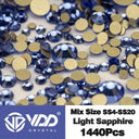 Crystal Gold Mix Size Flatback Rhinestones for DIY Nail Art  ourlum.com Light Sapphire Mix Size(1440Pcs) 