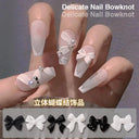 50pcs/Bag Black And White Nail Art Bowknot Resin 3D Nail Jewelry Three-Dimensional Ribbon Polishing Jewelry DIY Nail Art Design  ourlum.com   