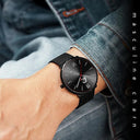 Luxury Mesh Belt Watch Men's Stylish Timepiece Leather Calendar