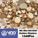 Crystal Gold Mix Size Flatback Rhinestones for DIY Nail Art  ourlum.com Golden Shadow Mix Size(1440Pcs) 