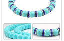 Blue Beaded Bracelet Charm Natural Stone Crystal Septa Stretch