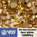 Crystal Gold Mix Size Flatback Rhinestones for DIY Nail Art  ourlum.com Sun Shine Mix Size(1440Pcs) 