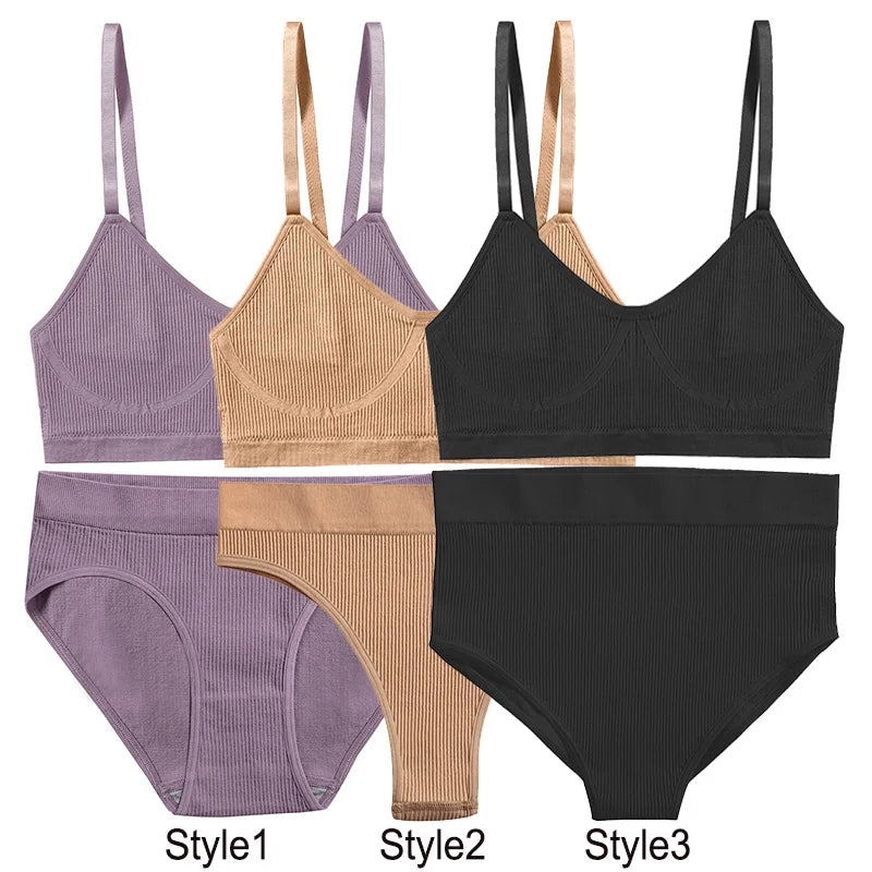 Seamless Push-Up Bra and Panty Set with Tank Crop Tops - Luxury Comfort Collection  Our Lum   