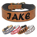 Personalized Leather Dog Collar: Free Print Name - Wide Padded Pet ID for Medium Large Dogs  ourlum.com   