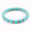 Blue Beaded Bracelet Charm Natural Stone Crystal Septa Stretch