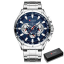 Curren Chronograph Men's Sport Watch: Stylish & Waterproof Wristwatch  ourlum.com Silver Blue Box  