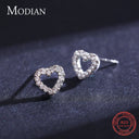 Modian Authentic 925 Sterling Silver Heart Stud Earrings