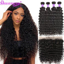 Luxury Brazilian Deep Wave Remy Hair Bundle Set with Frontal