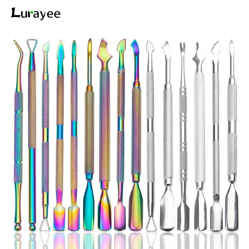 Lurayee Cuticle Pusher Nail Polish Remover Gel Nail Polish Peeler Scraper Stainless Steel Clean Manicure Tool for Fingernails  ourlum.com   