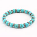 Blue Beaded Bracelet Charm Natural Stone Crystal Septa Stretch