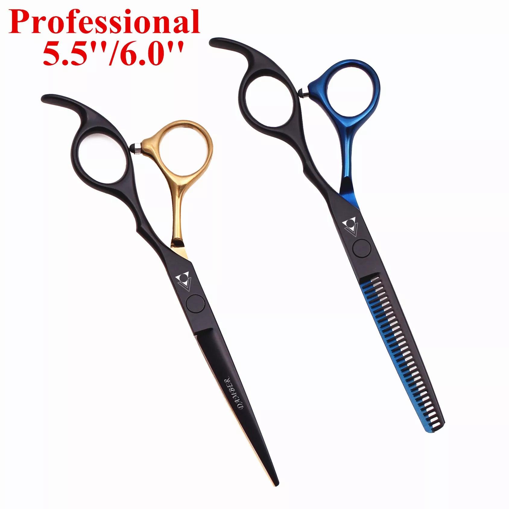 Hair Scissors 5.5 6.0 Professional Hairdressing Scissors Thinning Barber Scissor Set Hair Cutting Scissors 440C Japan Steel 888#  ourlum.com   