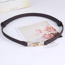 Chic Adjustable Gold Buckle Thin Waist Belt for Women - Faux Leather Skinny Fashion Accessory  ourlum.com coffee style 1 adjustable 