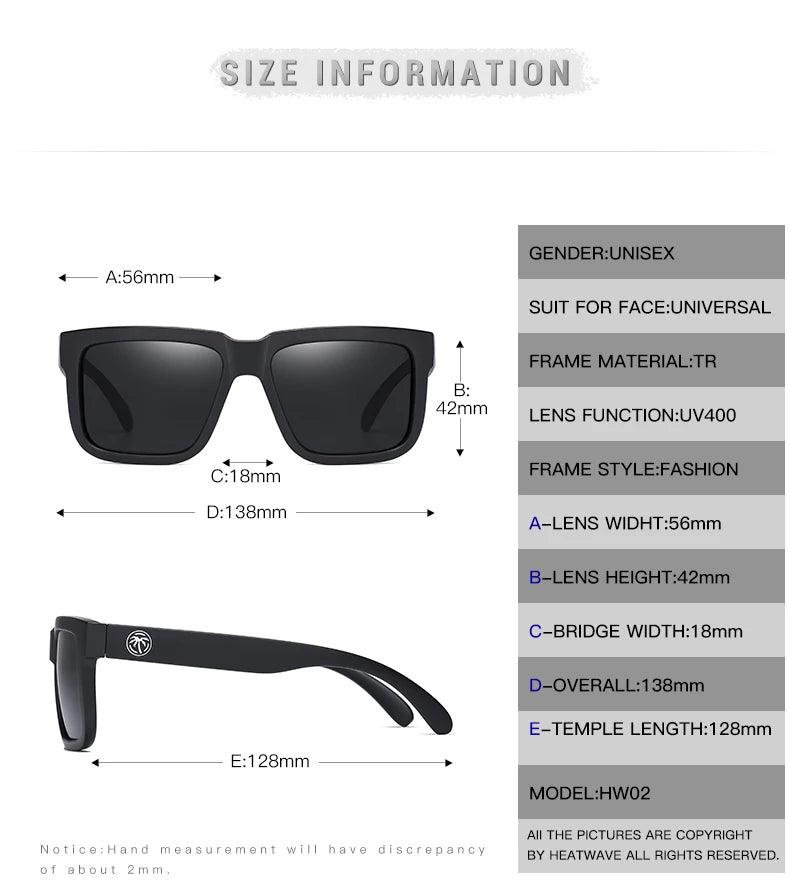 Premium UV400 Polarized Sunglasses for Men and Women - Luxury Square Design by Heat Wave