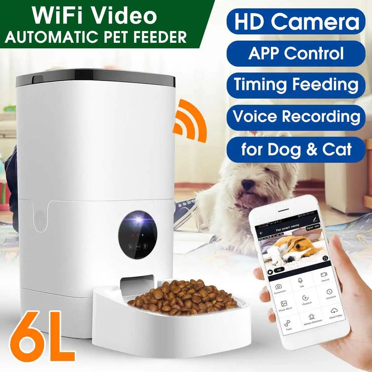 Smart Pet Feeder with HD Camera & Voice Recorder: APP Controlled Timing & Large Capacity  ourlum.com   