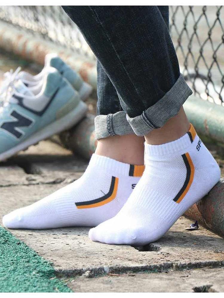 Breathable Cotton Men's Ankle Socks - Pack of 10 - Athletic Summer Style  ourlum.com   