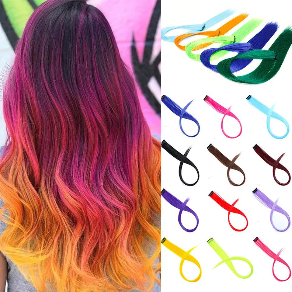 Rainbow Highlight Hair Extensions: Vibrant Ombre Colors for Instant Transformation