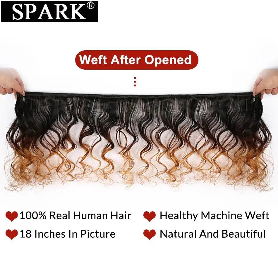 Spark Ombre Brazilian Loose Wave Hair Bundle Set with Closure - Vibrant Remy Extensions  ourlum.com   
