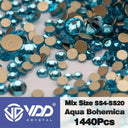 Crystal Gold Mix Size Flatback Rhinestones for DIY Nail Art  ourlum.com Aqua Bohemica Mix Size(1440Pcs) 