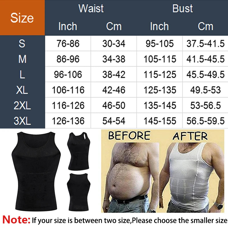 Men Slimming Body Shaper Waist Trainer Cincher Vest