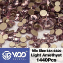 Crystal Gold Mix Size Flatback Rhinestones for DIY Nail Art  ourlum.com Light Amethyst Mix Size(1440Pcs) 