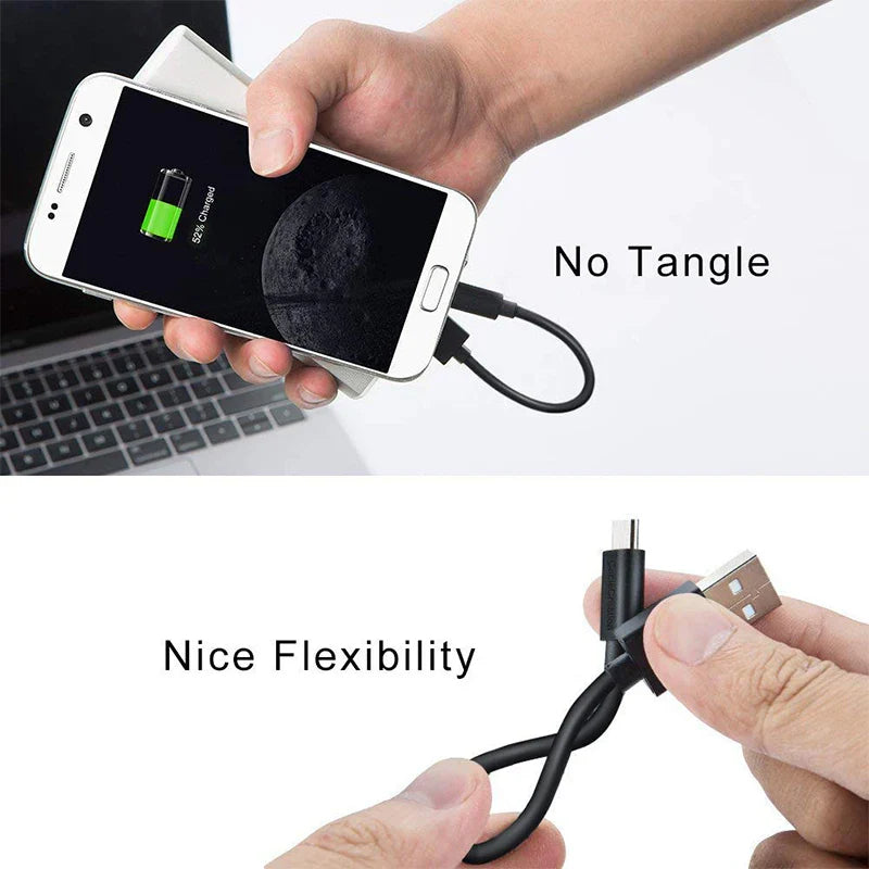 Short Micro USB Cable (25cm) Android Cable Micro USB Easy Carry Practical Charging Cable for Power Bank Samsung Huawei Sony LG  ourlum.com   