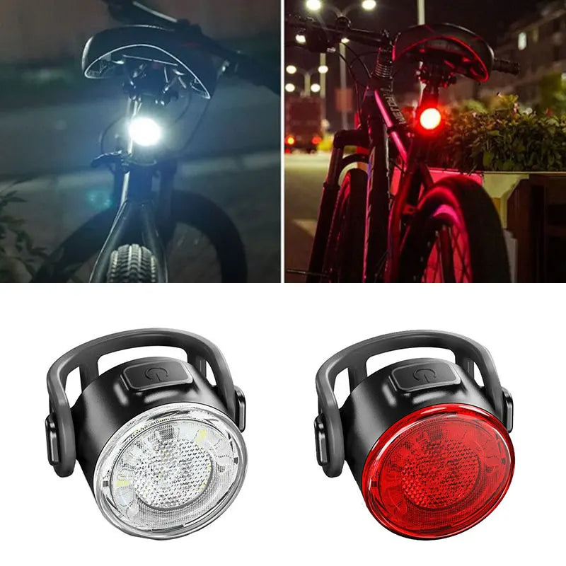 Waterproof Portable Mini Bike Lamp White Front Bicycle Light Red Warning Cycling Taillight MTB Rear Light Safety Night Riding