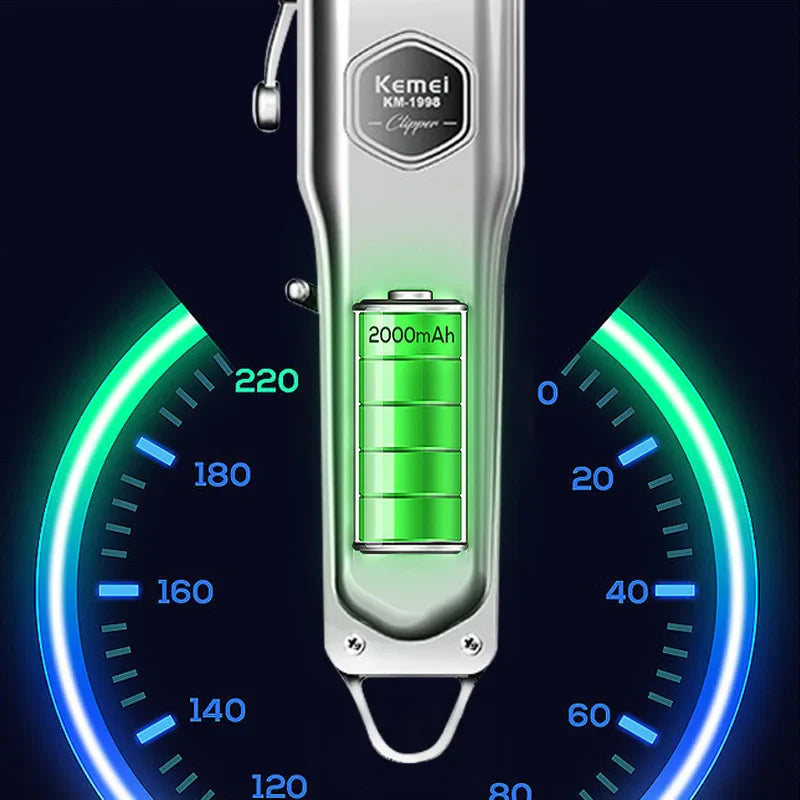 Kemei KM-1998 Professional Premium Hair Clipper Men Pro Version 2000mAh Battery Super Light Super Strong Super Quiet Barber Shop