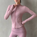 2024 Long Sleeve Sports Jacket Women Zip Fitness Yoga Shirt Winter Warm Gym Top Activewear Running Coats Workout Clothes Woman