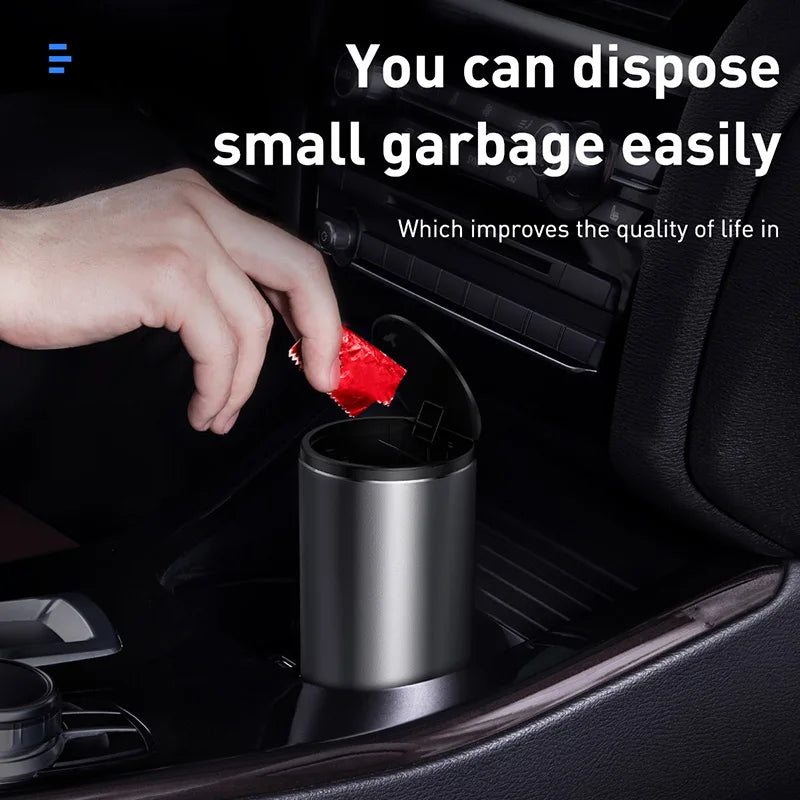 Baseus Car Trash Bin Alloy Garbage Can For Car Dustbin