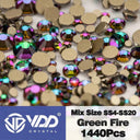 Crystal Gold Mix Size Flatback Rhinestones for DIY Nail Art  ourlum.com Green Fire Mix Size(1440Pcs) 