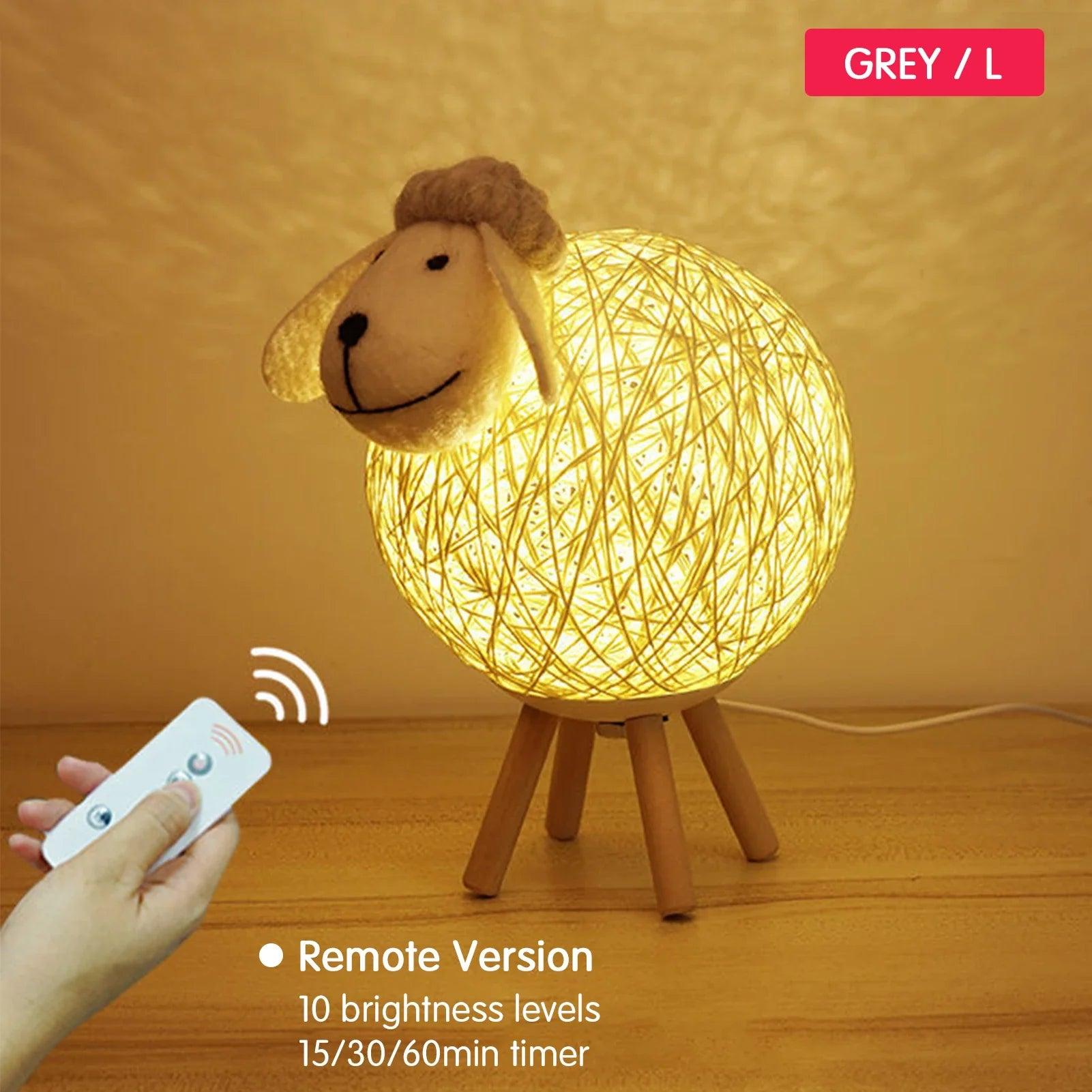 Dimming LEDs Night Light for Kids Cute Sheep Remote Controller Yarn-ball Lampshade Moon Lamp Nursery Lamp USB Baby Night light  ourlum.com   