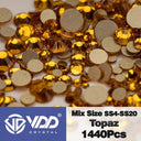 Crystal Gold Mix Size Flatback Rhinestones for DIY Nail Art  ourlum.com Topaz Mix Size(1440Pcs) 