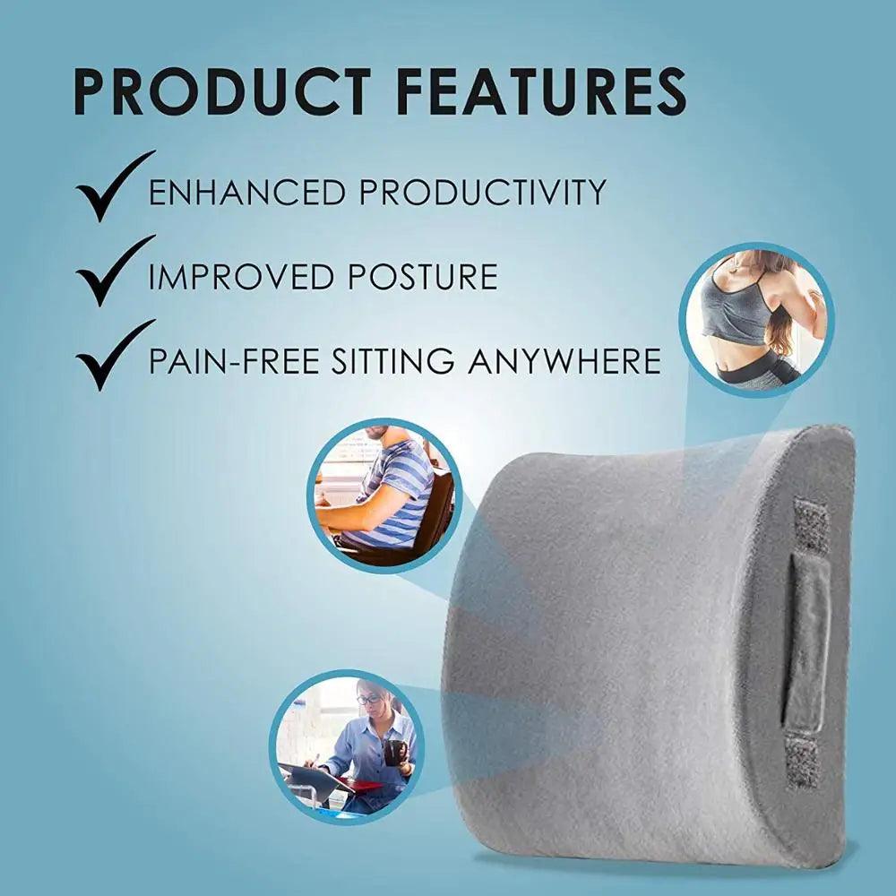 Ultimate Ergonomic Lumbar Support Cushion - Soft Memory Foam Back Pain Relief for Office and Car