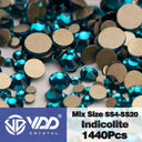 Crystal Gold Mix Size Flatback Rhinestones for DIY Nail Art  ourlum.com Indicolite Mix Size(1440Pcs) 