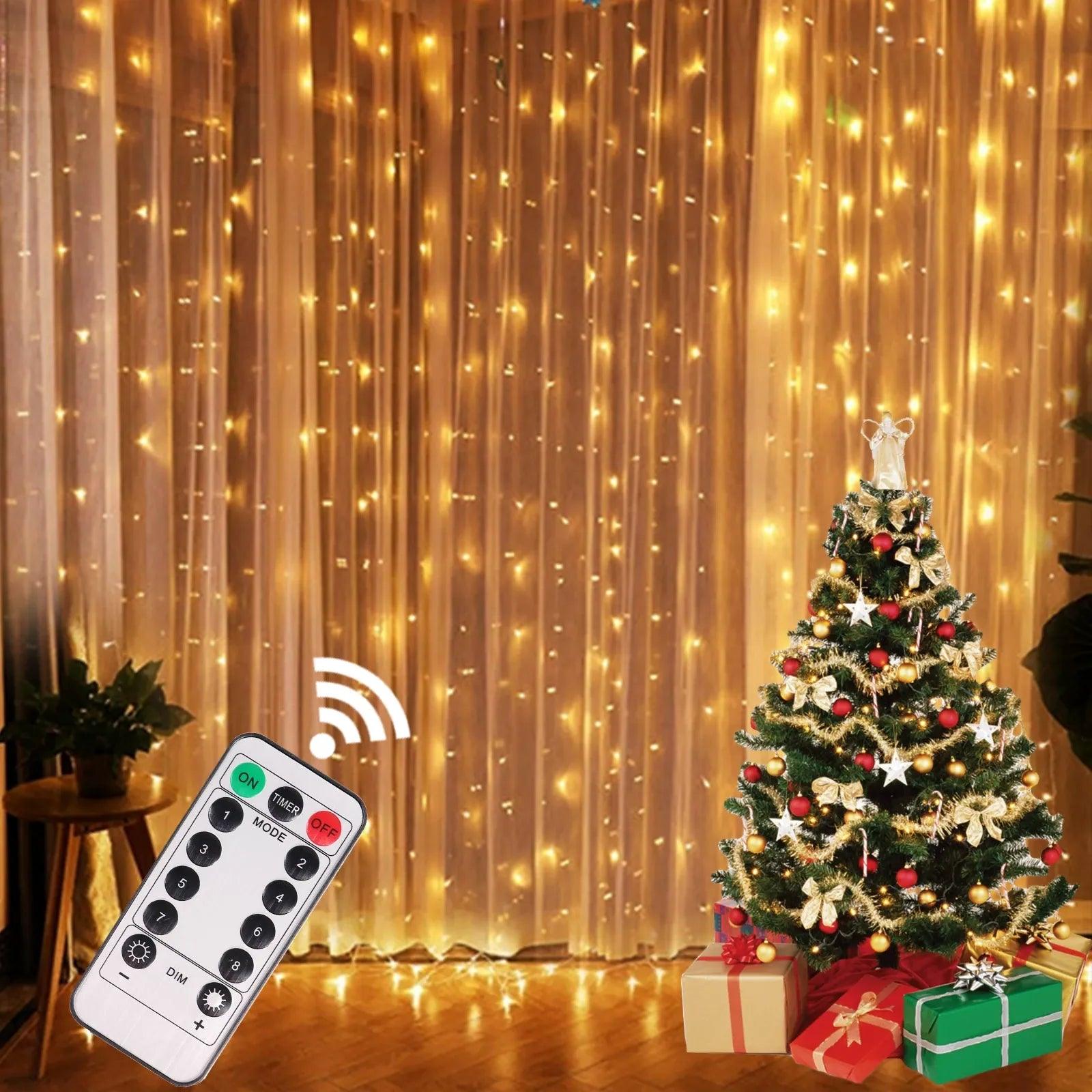 Christmas Lights Curtain Garland: Create Festive Ambiance with 8 Modes  ourlum.com   