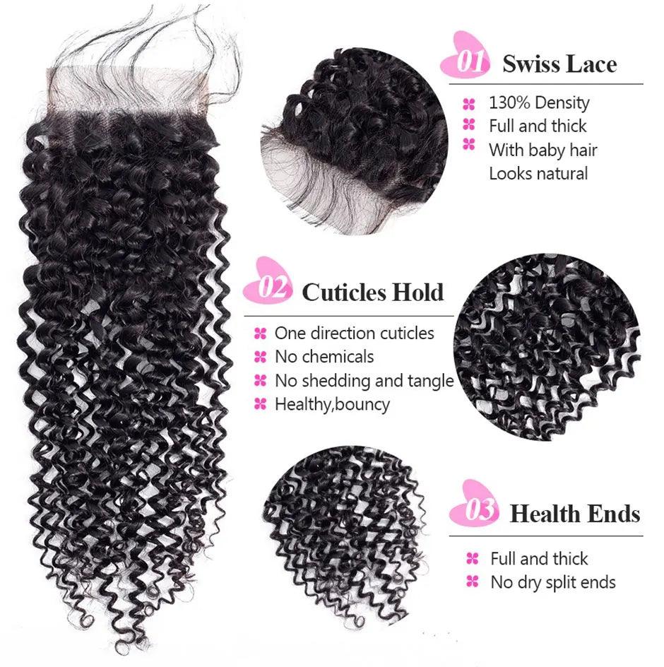 ISEE HAIR Natural Kinky Curly Lace Closure Bundle - Luxe Human Hair Blend  ourlum.com   