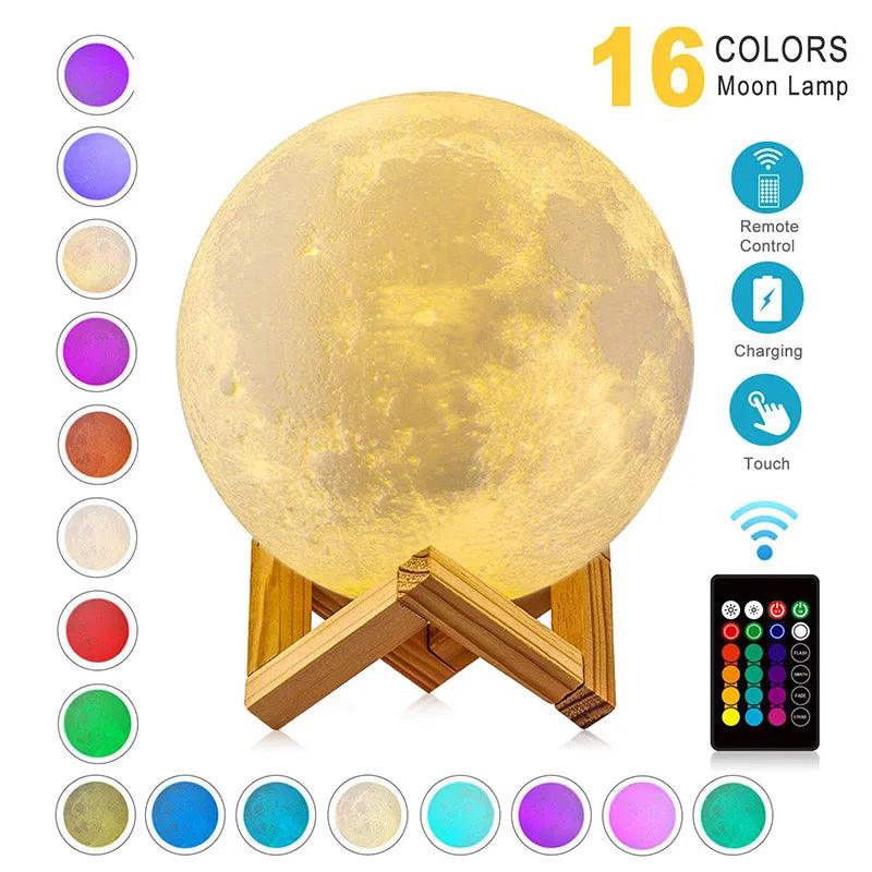 T20 LED Night Light 3D Print Moon Lamp Rechargeable Color Change 3D Light Touch Moon Lamp Children's Lights Night Lamp for Home  ourlum.com   