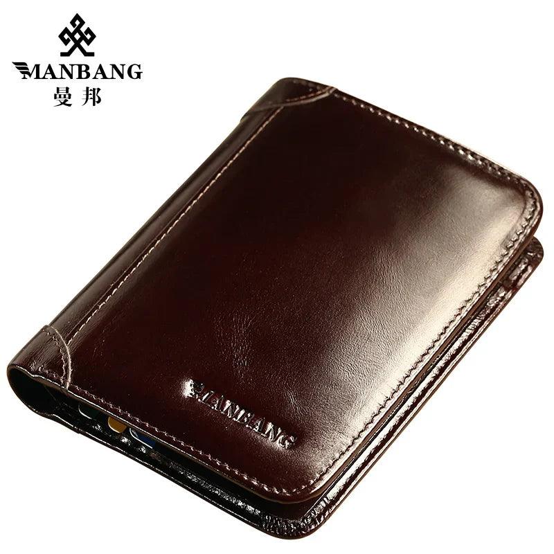 ManBang Leather Men's Wallet: Stylish Short Purse and Card Holder