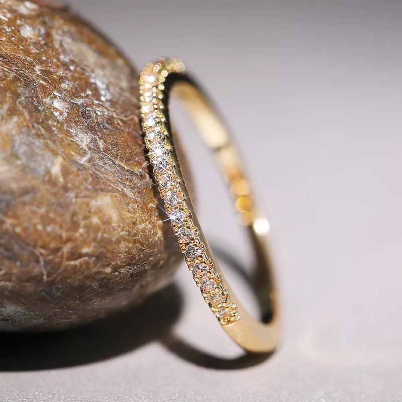 Elegant Geometric Brass Cubic Zirconia Women's Ring - Versatile Wedding Jewelry Choice  ourlum.com   