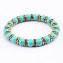 Blue Beaded Bracelet Charm Natural Stone Crystal Septa Stretch