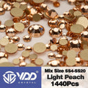 Crystal Gold Mix Size Flatback Rhinestones for DIY Nail Art  ourlum.com Light Peach Mix Size(1440Pcs) 