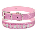 Custom Rhinestone Dog Collar with Personalized Name Plate  ourlum.com Pink XS 20-26cm United State