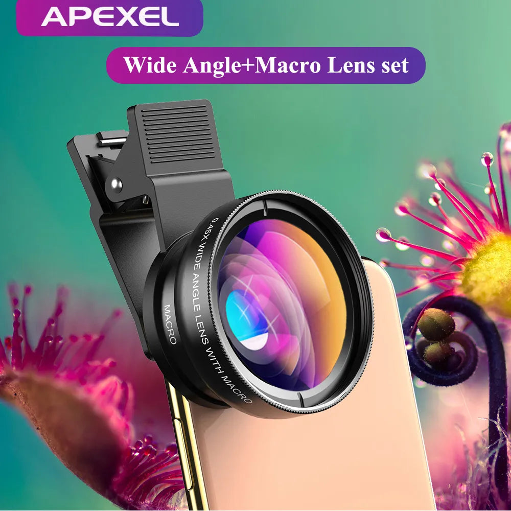 APEXEL 2-in-1 HD Super Wide Angle and Macro Lens Kit for iPhone Samsung Smartphones  ourlum.com   