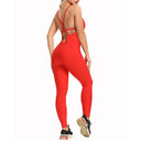 2023 Stylish Women's Backless Yoga Fitness Jumpsuit Set  OurLum.com Red M CHINA