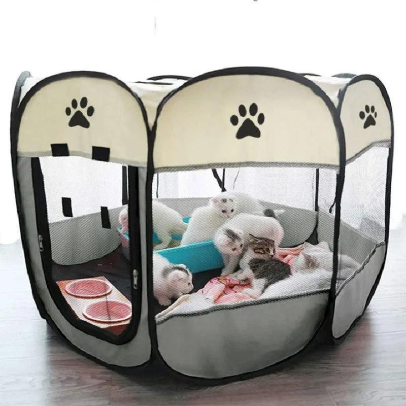 Portable Octagon Pet Playpen: Durable Mesh, Rolling Door, Large Space  ourlum.com   