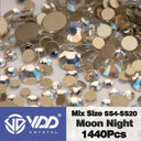 Crystal Gold Mix Size Flatback Rhinestones for DIY Nail Art  ourlum.com Moon Night Mix Size(1440Pcs) 